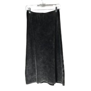 Cloth & Stone Anthropologie Velvet Midi Skirt Soft Pull-On Dark Gray Size XS